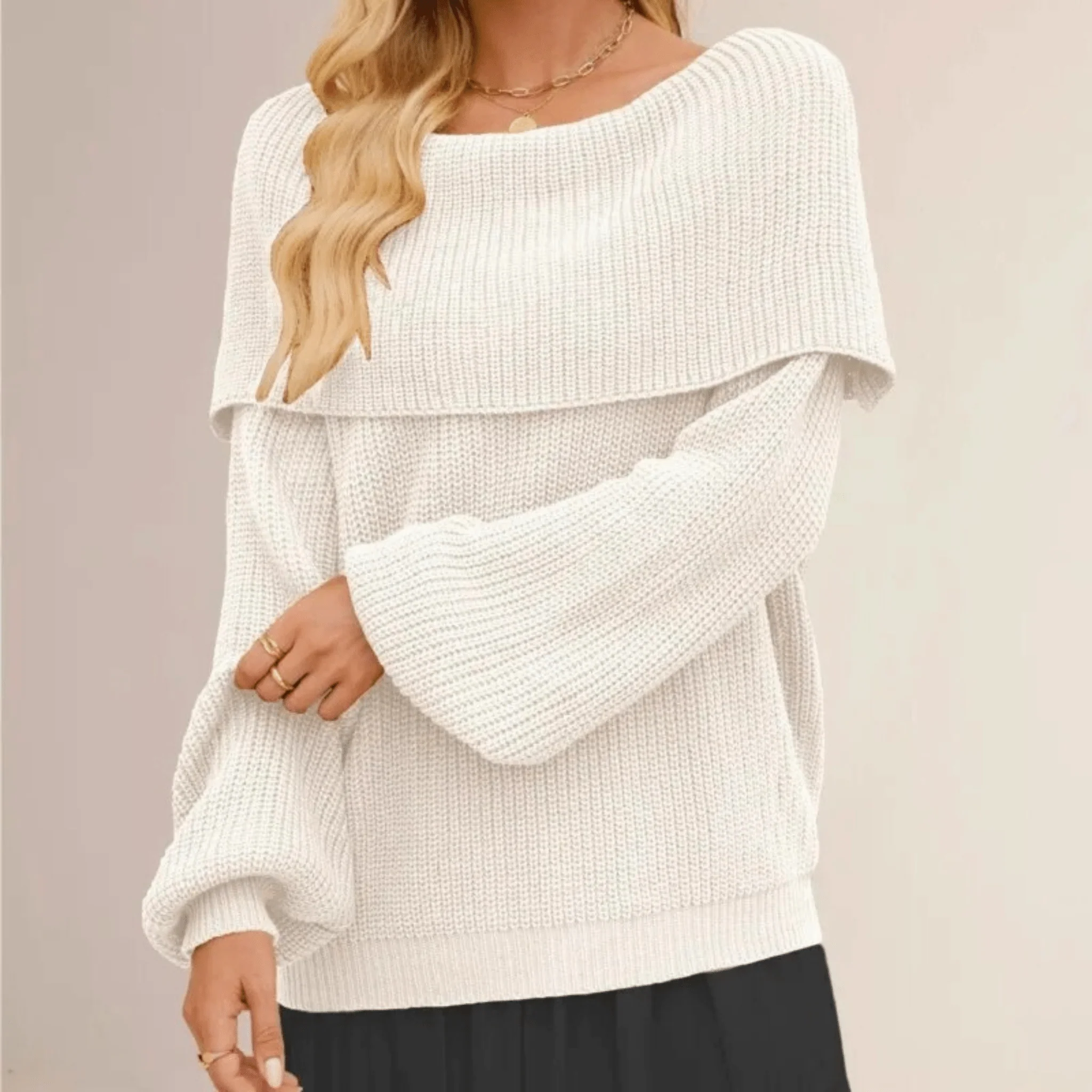 Cashmere Convertible Neckline Pullover - Image 3