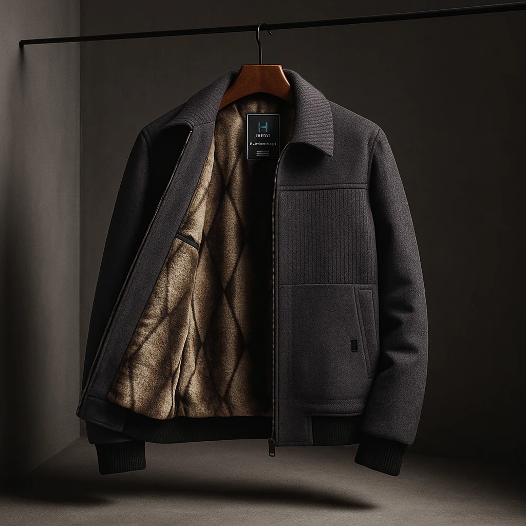 Collared Flight Jacket with Shearling - Image 2