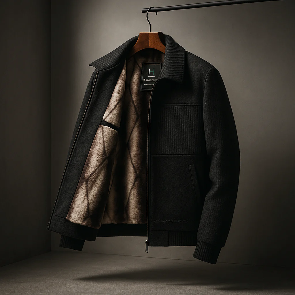 Collared Flight Jacket with Shearling - Image 3