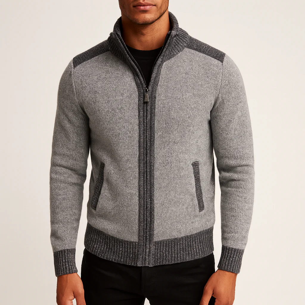 Contrast-Edge Knitted Sport Jacket - Image 2