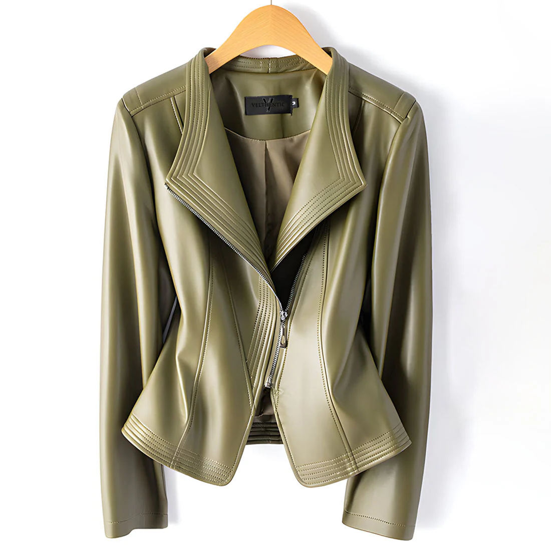 Couture Ribbed-Detail Leather Blazer - Image 3