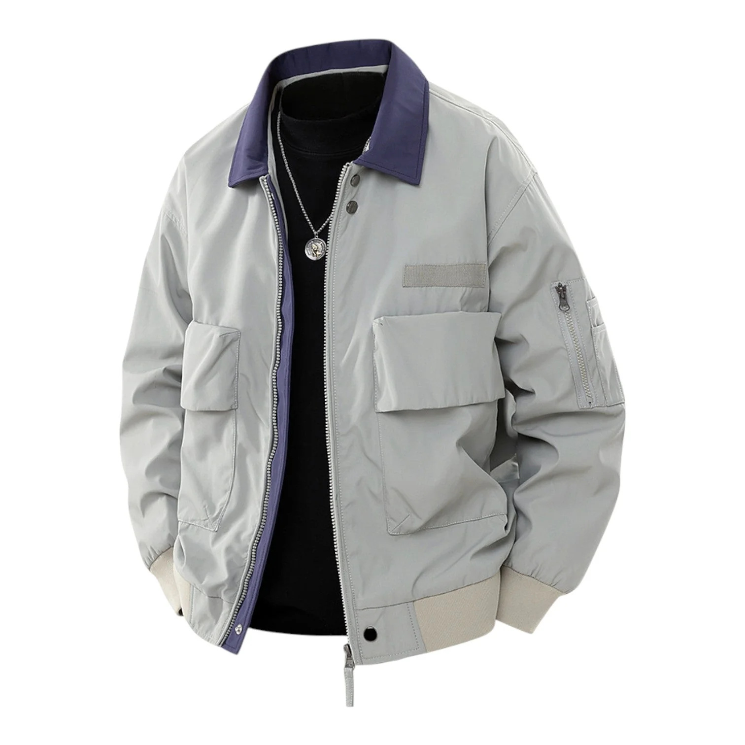 Dual-Tone Utility Bomber with Oversized Pockets
