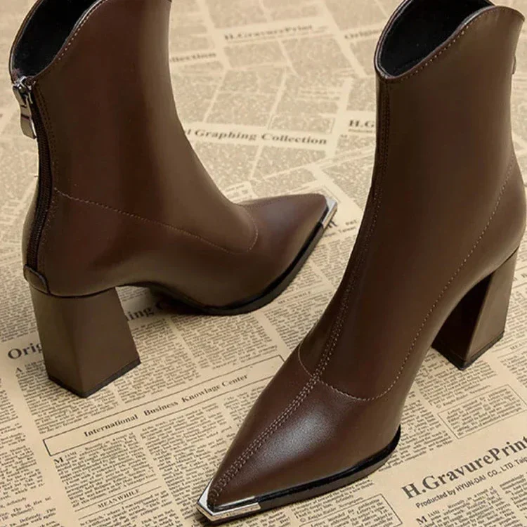 Elongated Point Block Heel Boots - Image 8