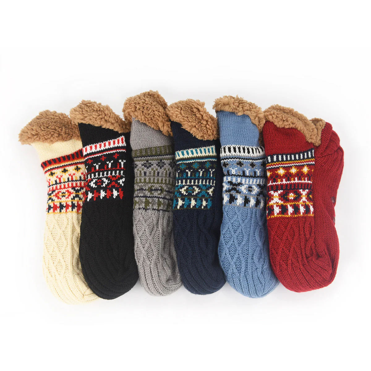 Fair Isle Fleece Slipper Sock - Image 17