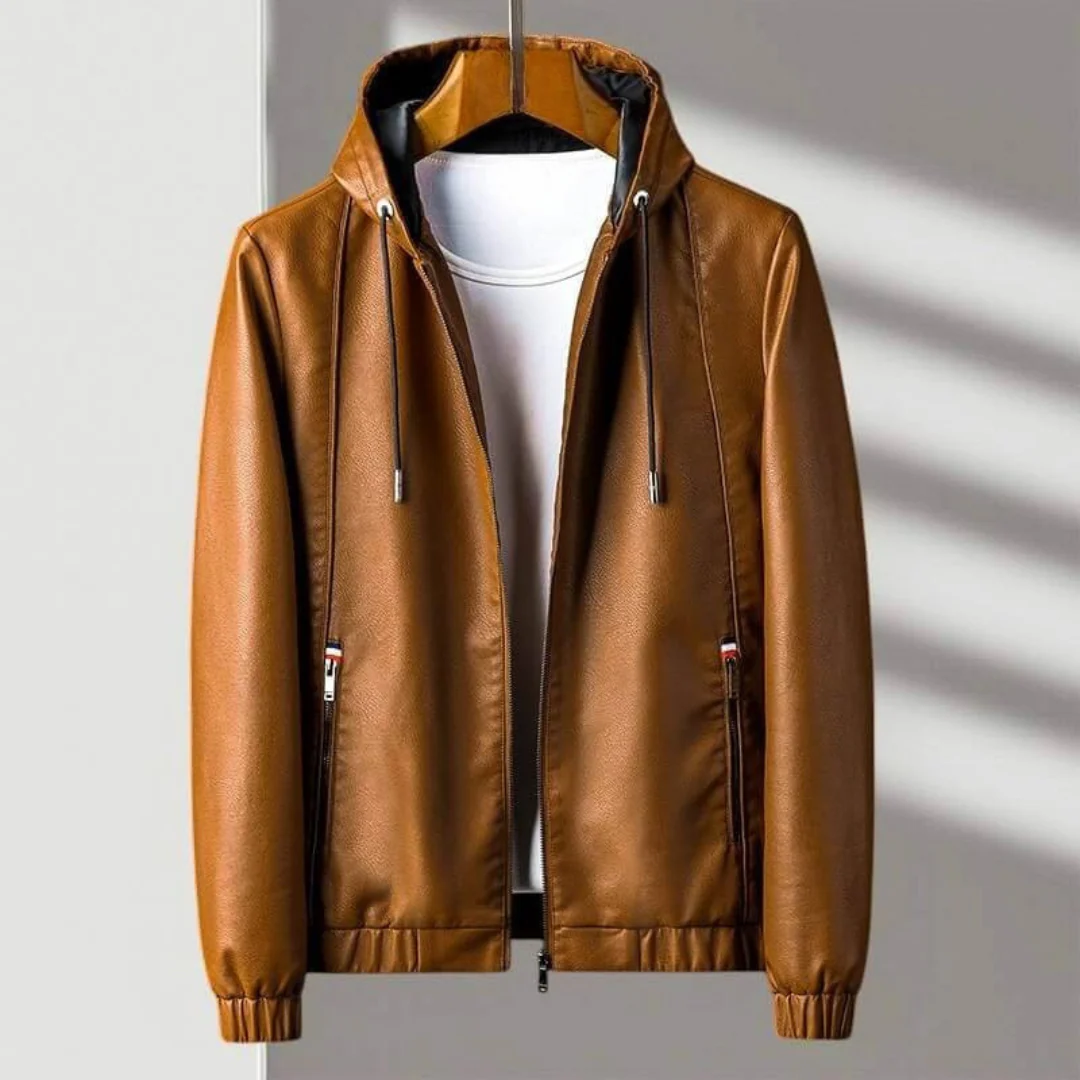 Kensley Hooded Leather Jacket