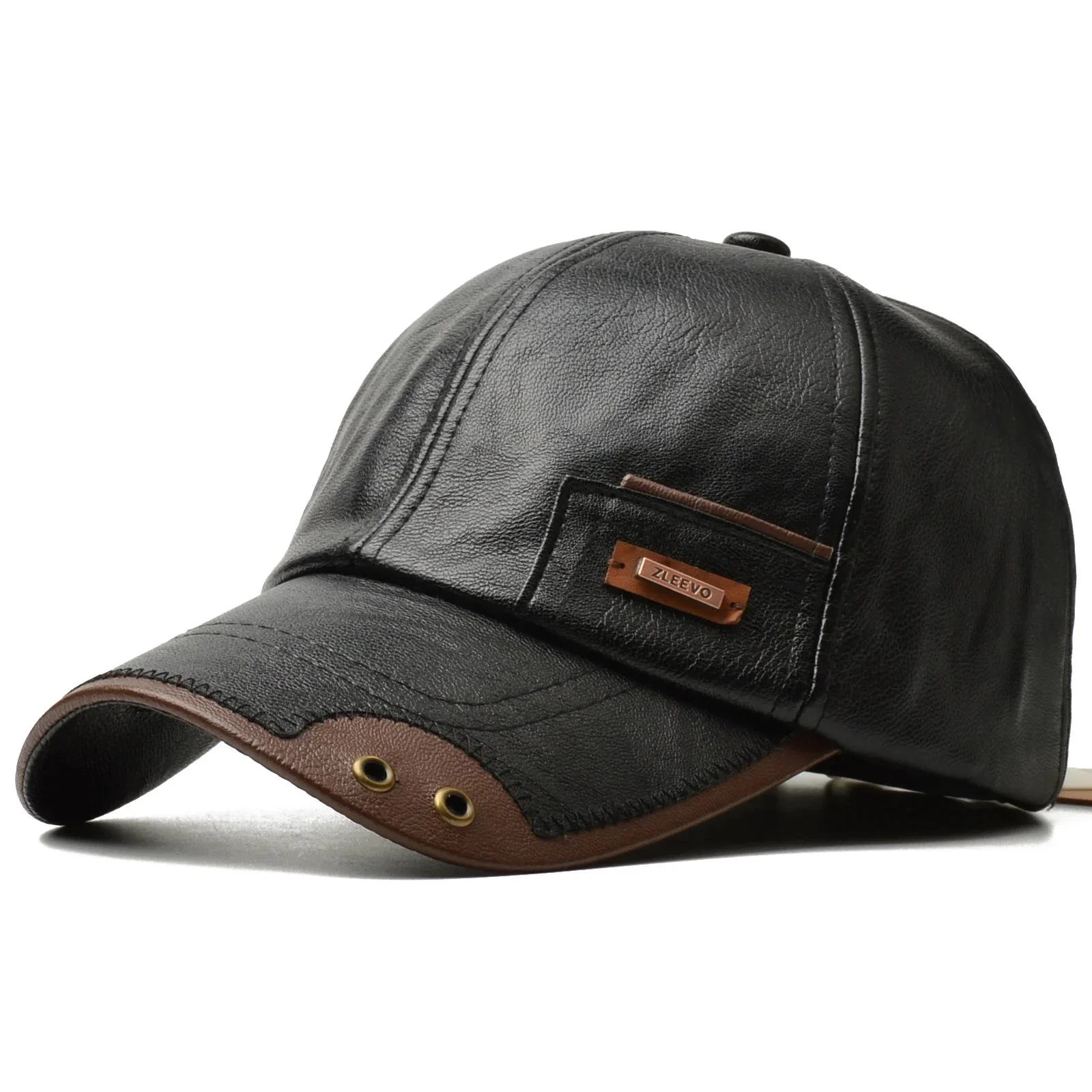 Premium Leather Six-Panel Cap - Image 2