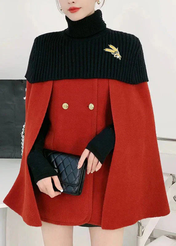 Ribbed Turtleneck Cape Coat - Image 3