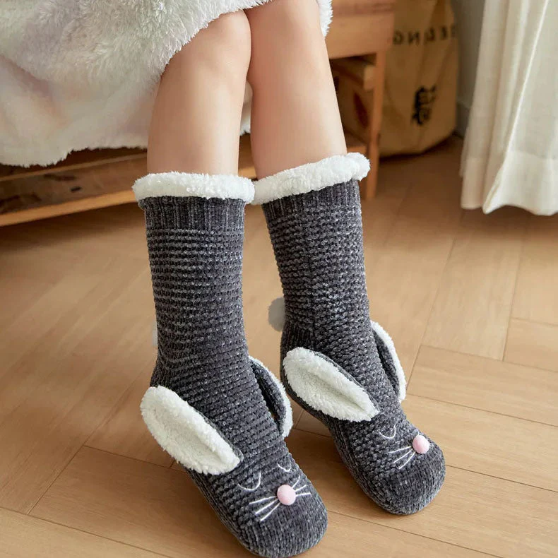 Sherpa-Lined Bunny Slipper Socks - Image 10