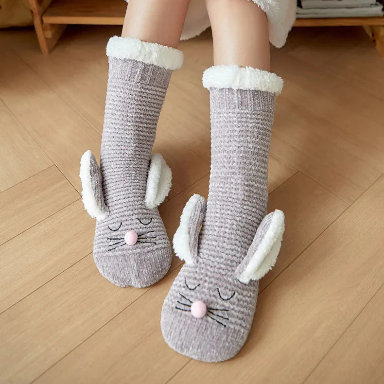 Sherpa-Lined Bunny Slipper Socks - Image 12