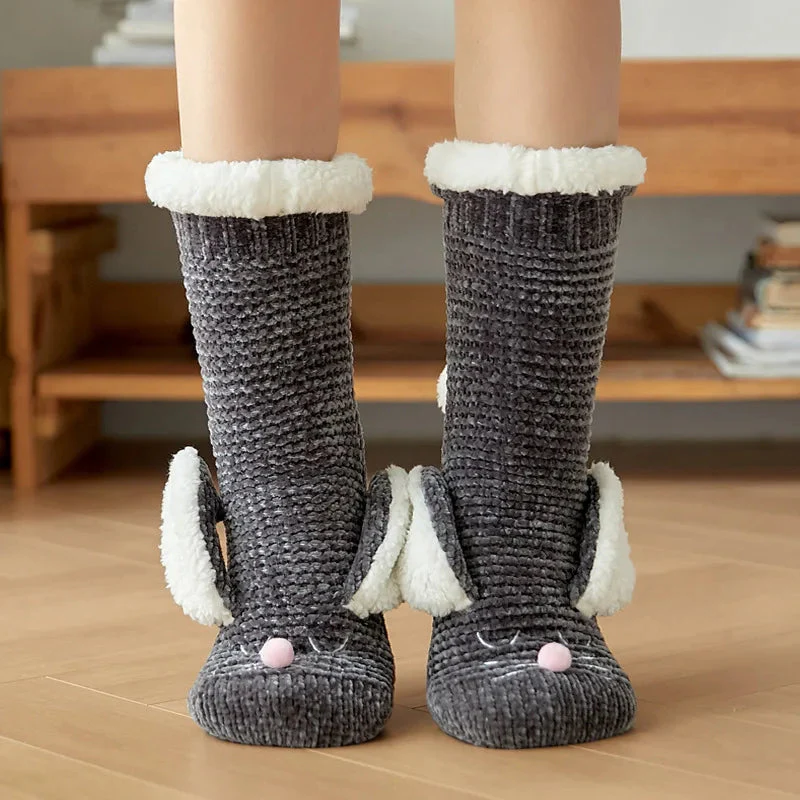 Sherpa-Lined Bunny Slipper Socks - Image 7