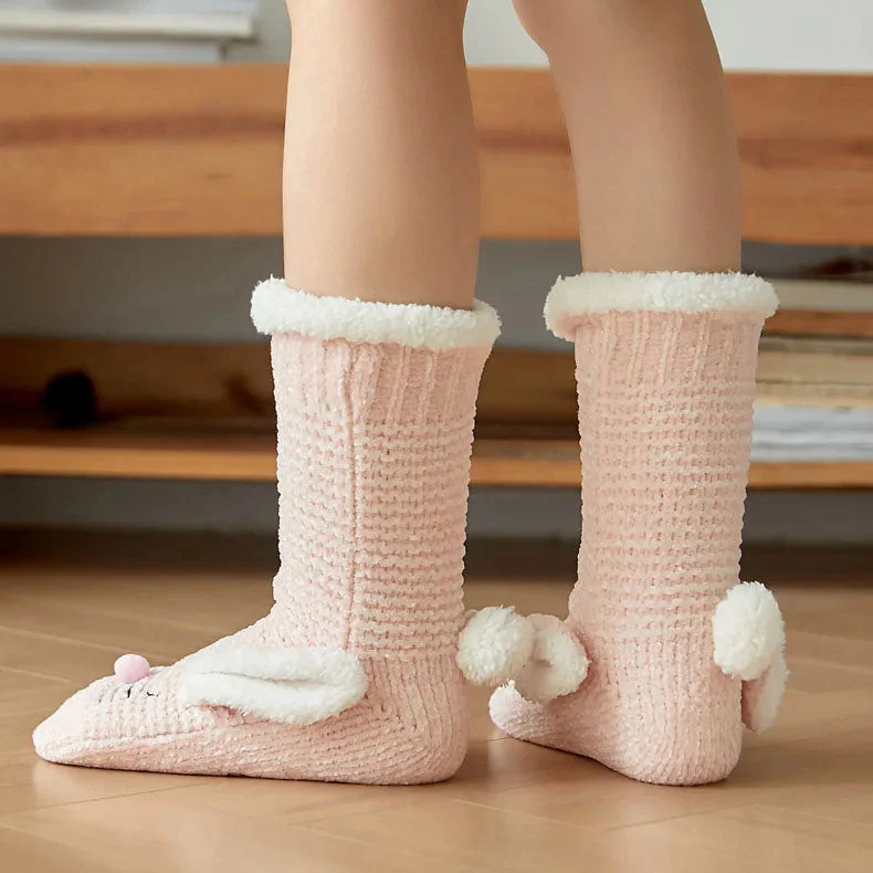 Sherpa-Lined Bunny Slipper Socks - Image 8
