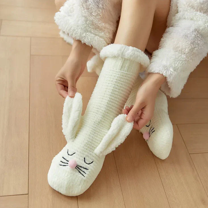 Sherpa-Lined Bunny Slipper Socks - Image 9