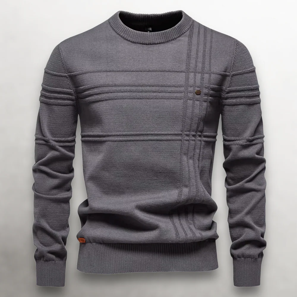 Structured Grid Cotton Sweater - Image 2