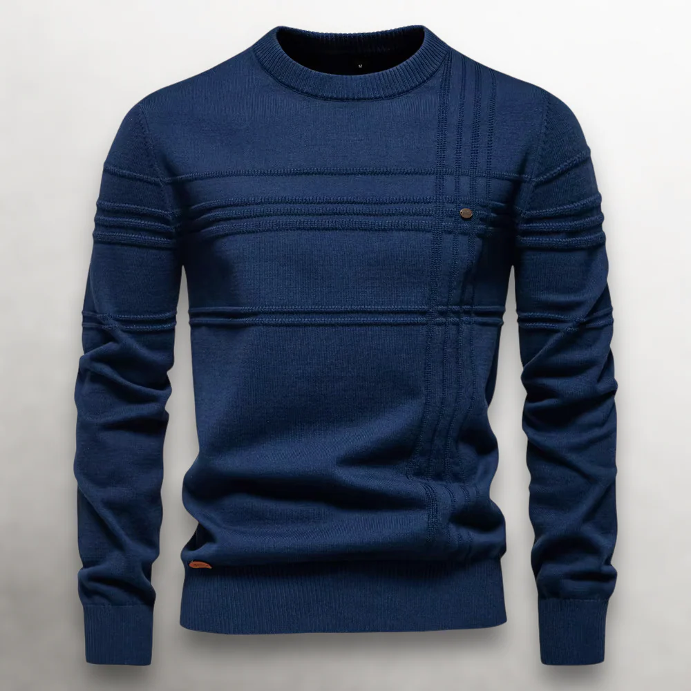 Structured Grid Cotton Sweater - Image 3