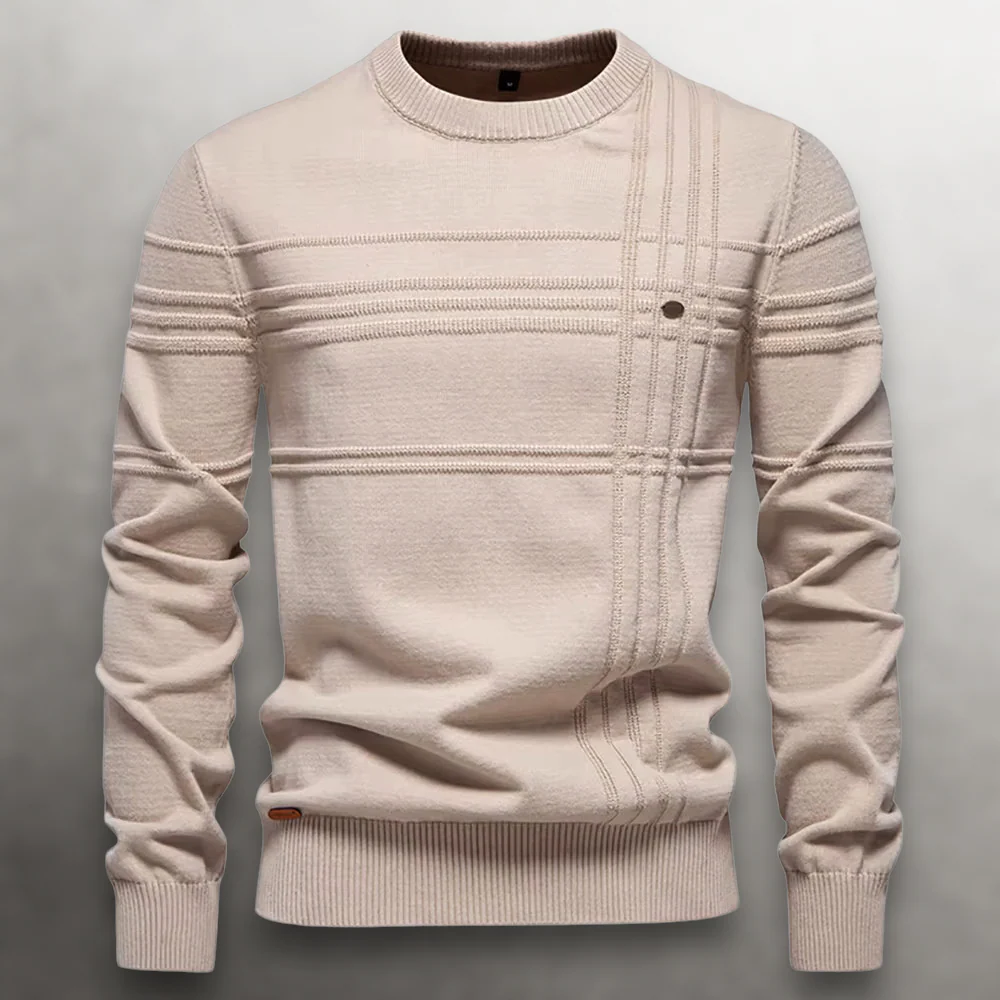 Structured Grid Cotton Sweater - Image 4