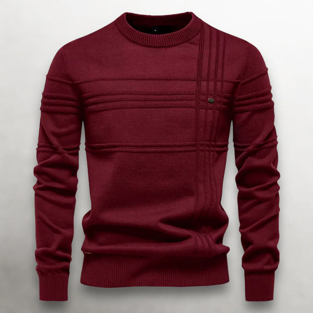 Structured Grid Cotton Sweater - Image 5