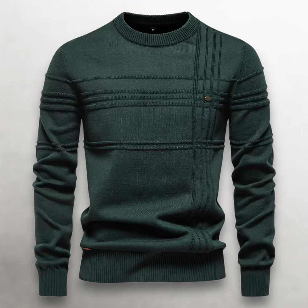 Structured Grid Cotton Sweater - Image 6