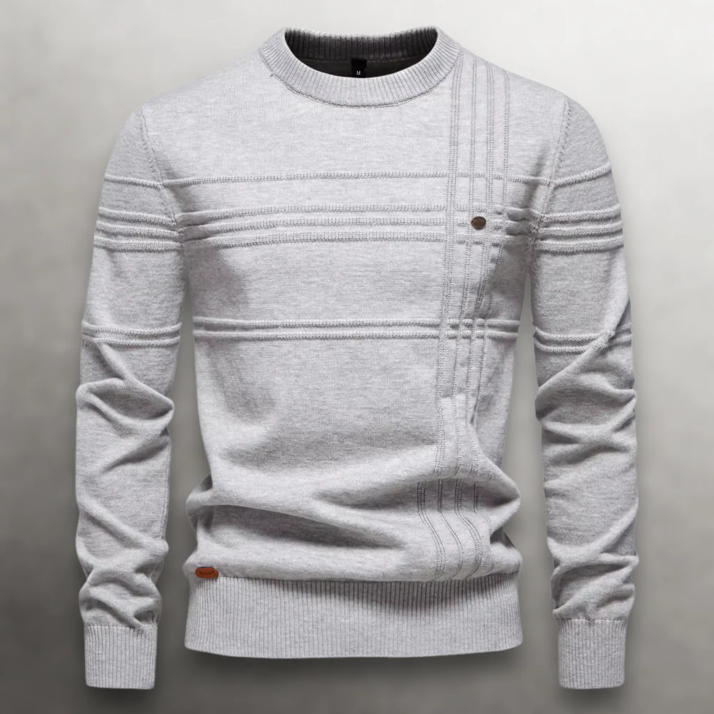 Structured Grid Cotton Sweater - Image 7