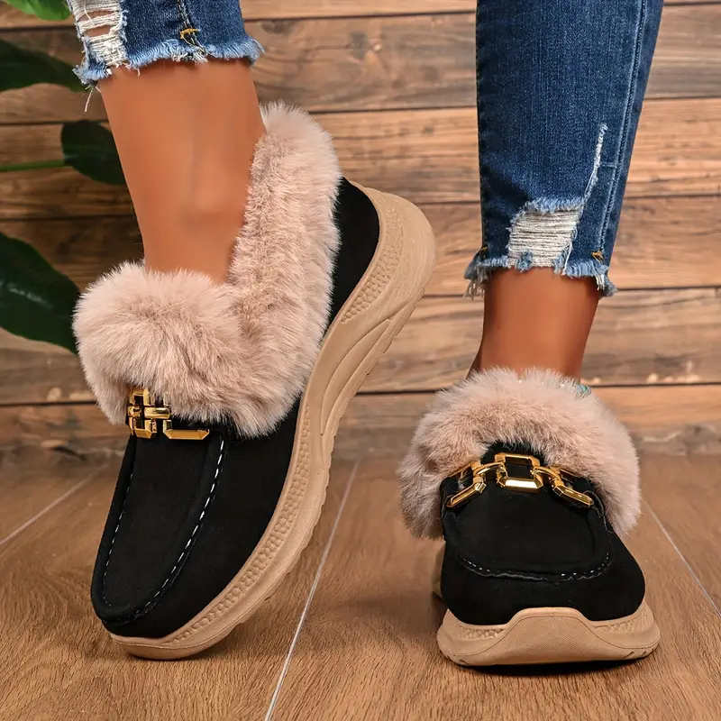 Velvet Suede Fur-Cuff Loafers - Image 11