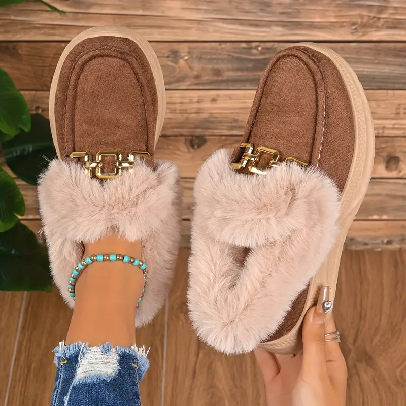 Velvet Suede Fur-Cuff Loafers - Image 12