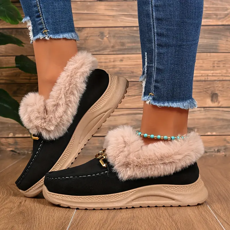 Velvet Suede Fur-Cuff Loafers - Image 7