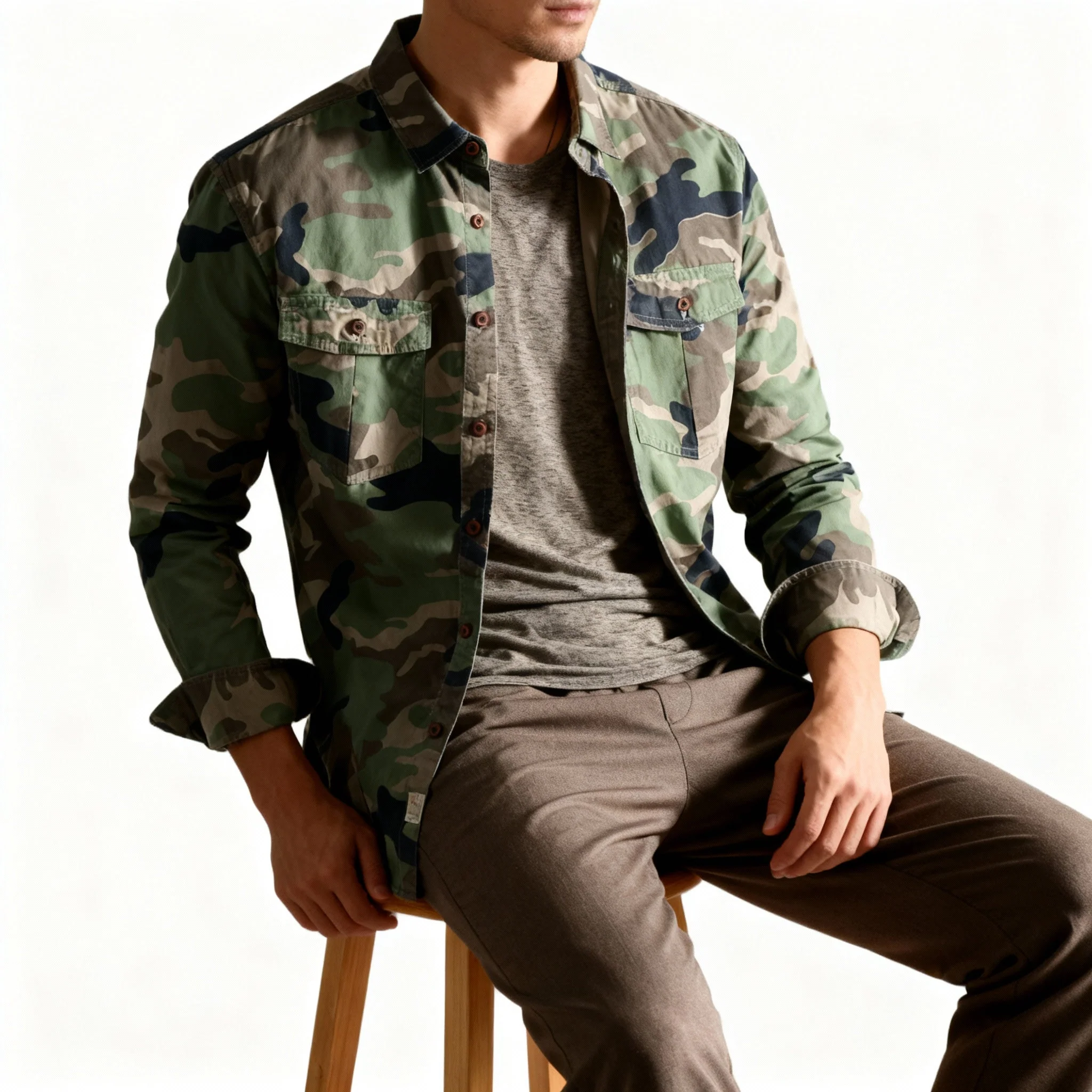 Woodland Camouflage Button-Front Jacket - Image 7